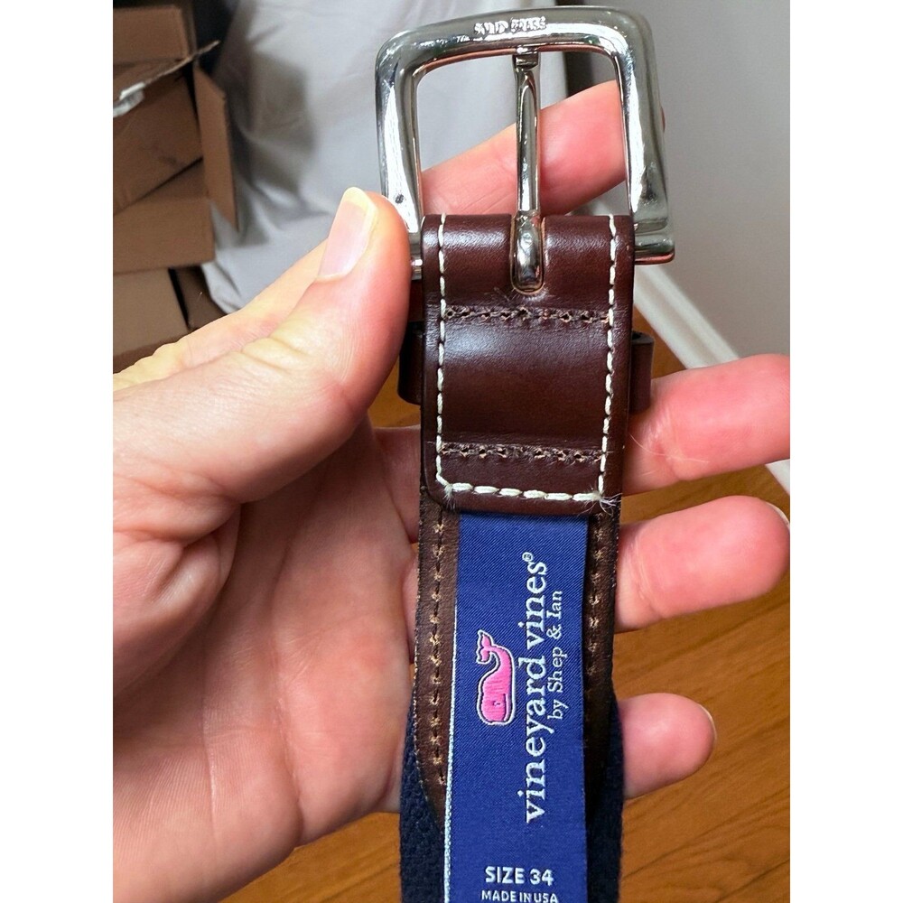 Vineyard Vines‎ Leather and Canvas Belt Size 34 - Picture 4 of 7